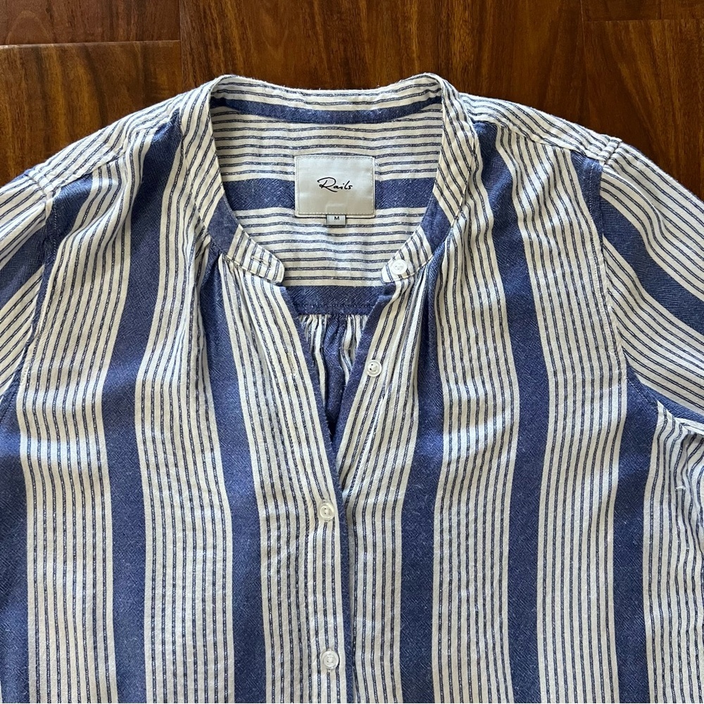 Rails Eloise Tristan Striped Button Down Shirt Bl… - image 7